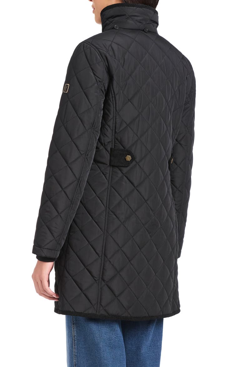 Water Resistant Quilted Coat with Removable Hood, Alternate, color, BLACK