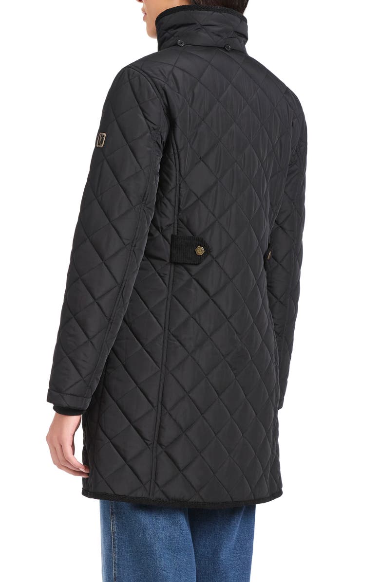 Vince Camuto Water Resistant Quilted Coat with Removable Hood, Alternate, color, Black