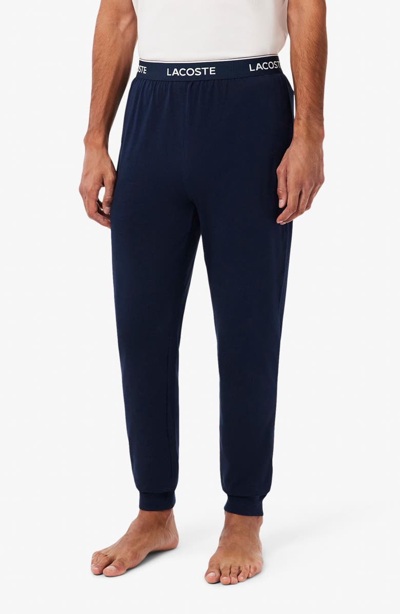 Lacoste Cotton Pajamas, Alternate, color, Navy Blue/ White