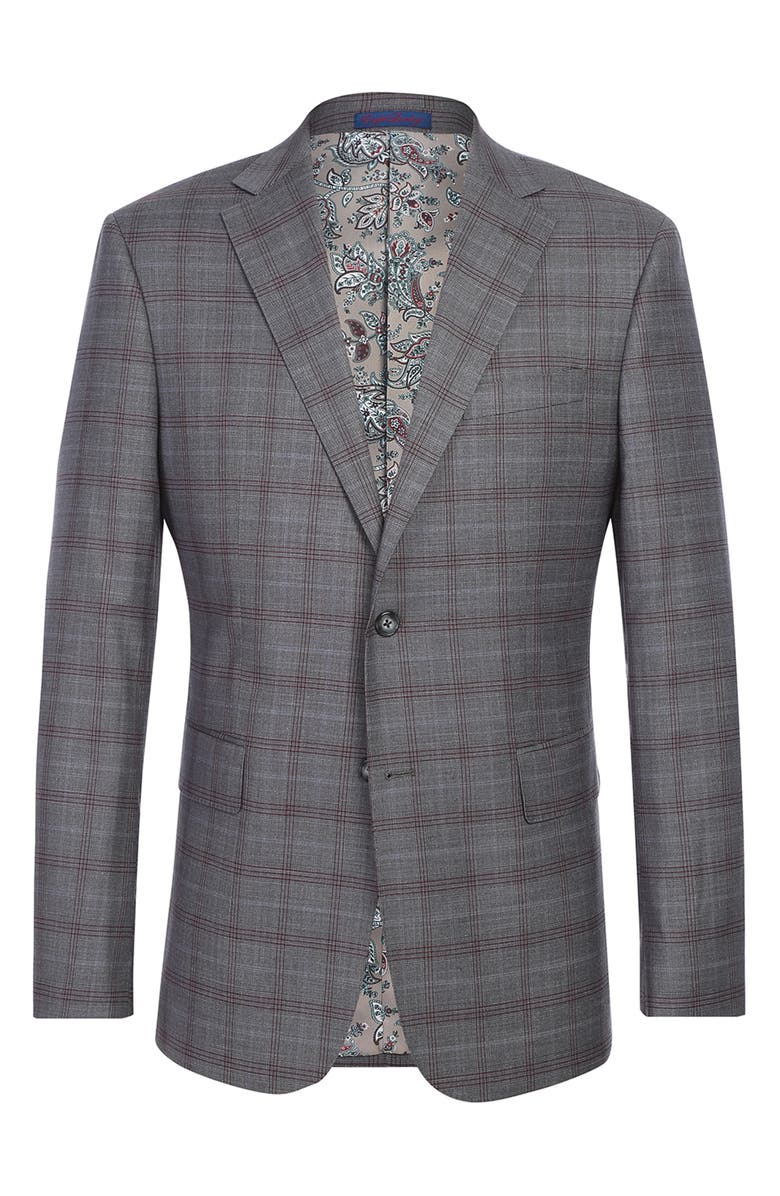 English Laundry Trim Fit Plaid Two-Piece Suit, Alternate, color, Gray