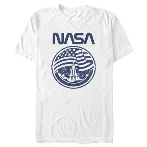 Men's NASA Distressed American Flag  Graphic T-Shirt