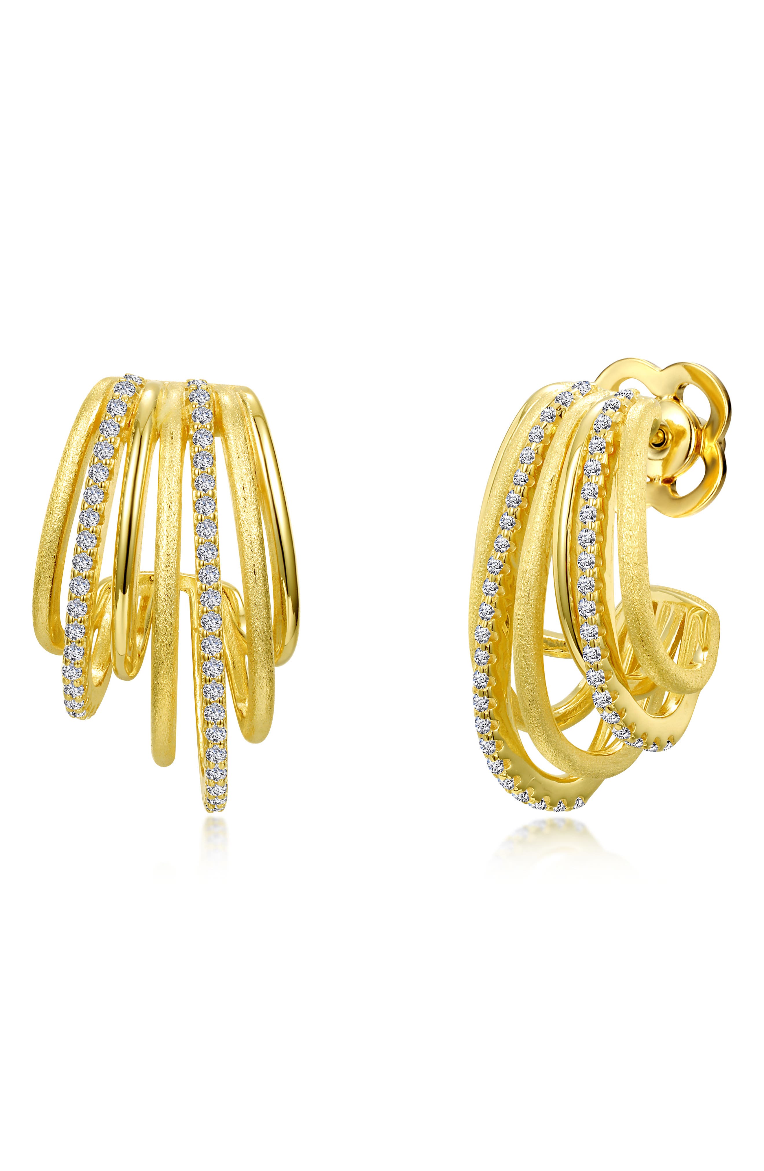 Multi Row Cubic Zirconia Hoop Earrings