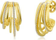 Lafonn Multi Row Cubic Zirconia Hoop Earrings