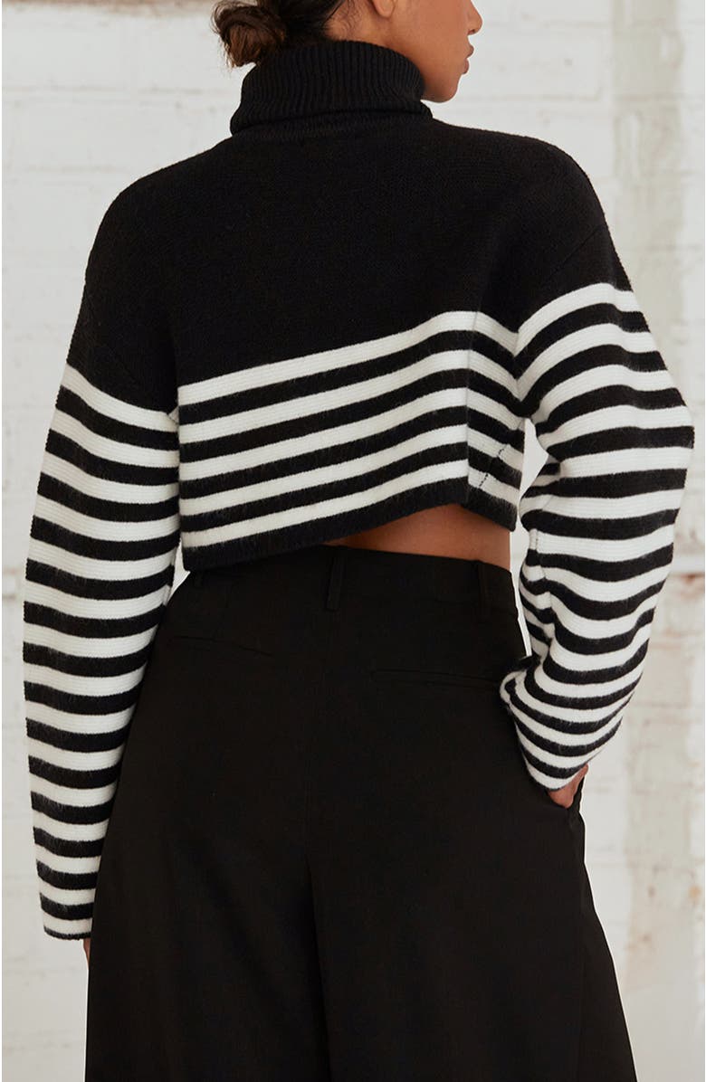 CRESCENT Turtleneck Striped Crop Sweater, Alternate, color,