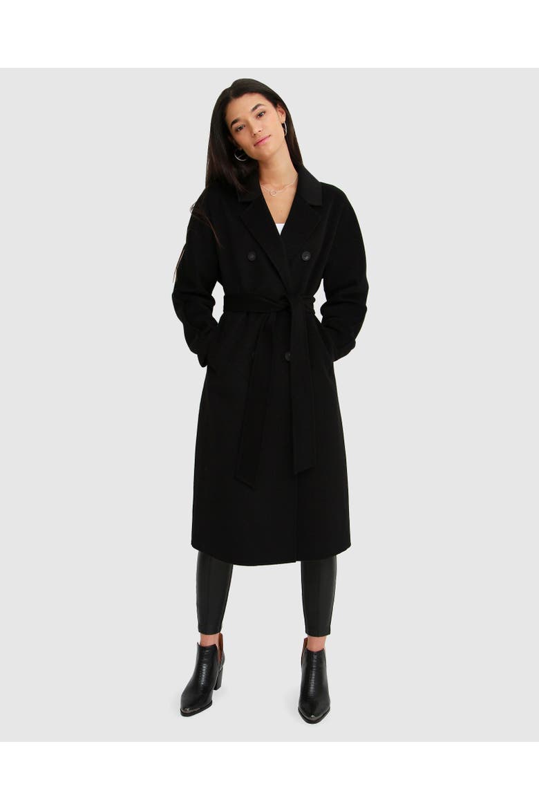 Boss Girl Double Breasted Lined Wool Coat, Alternate, color, Black