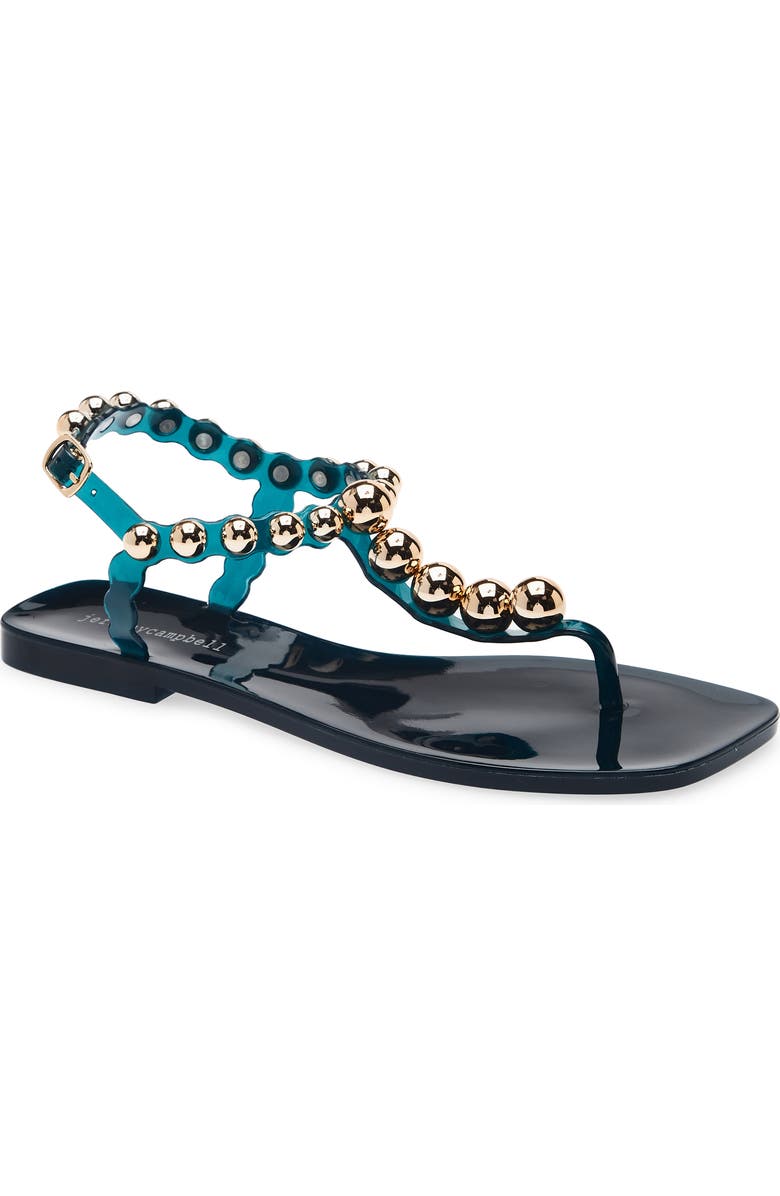Jeffrey Campbell Plated Embellished Sandal, Main, color, Teal Gold