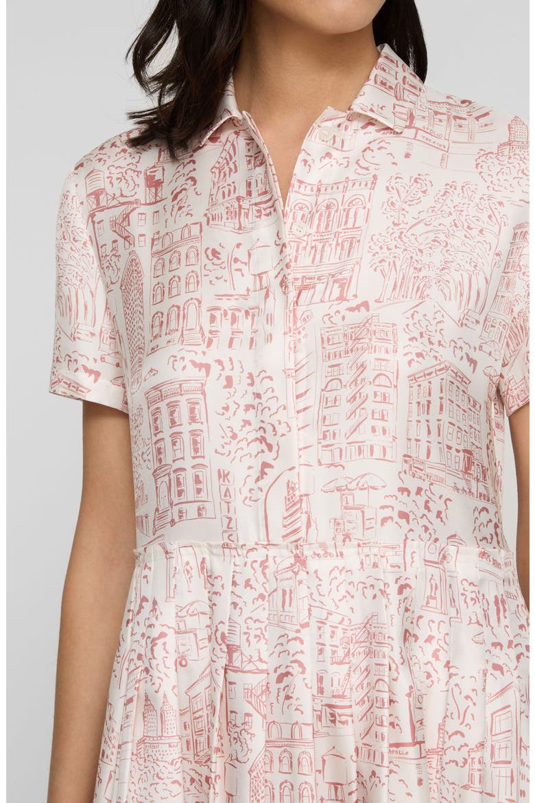 Landmarks Print Silk Twill Shirtdress, Alternate, color, DAHLIA MULTI