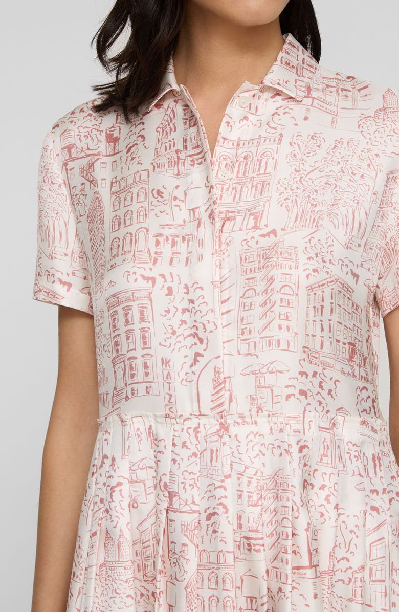 Lafayette 148 New York Landmarks Print Silk Twill Shirtdress, Alternate, color, Dahlia Multi