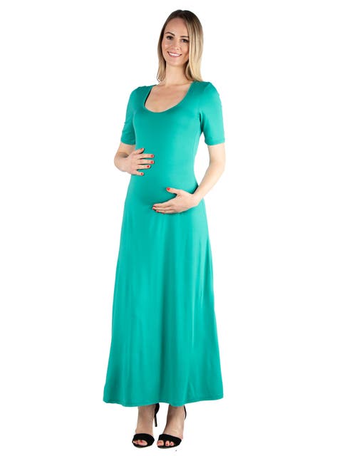 Casual Maternity Maxi Dress With Sleeves