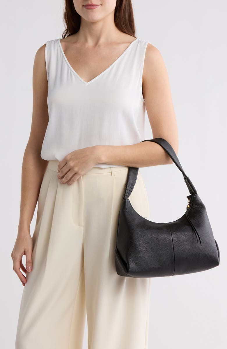 HOBO Astrid Leather Shoulder Bag, Alternate, color, Black