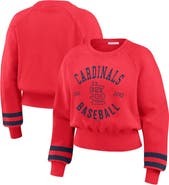 WEAR by Erin Andrews Women's WEAR by Erin Andrews  Red St. Louis Cardinals Vintage Washed Cropped Pullover Sweatshirt