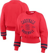 WEAR by Erin Andrews Women's WEAR by Erin Andrews  Red St. Louis Cardinals Vintage Washed Cropped Pullover Sweatshirt