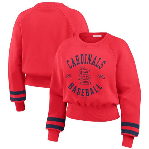 Wear By Erin Andrews Red St. Louis Cardinals Vintage Washed Cropped Pullover Sweatshirt