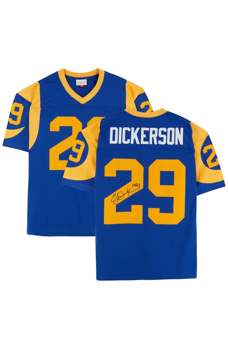 FANATICS AUTHENTIC Eric Dickerson Los Angeles Rams Autographed 1984 Throwback Mitchell & Ness Blue Replica Jersey with "HOF 99" Inscription, Main, color,