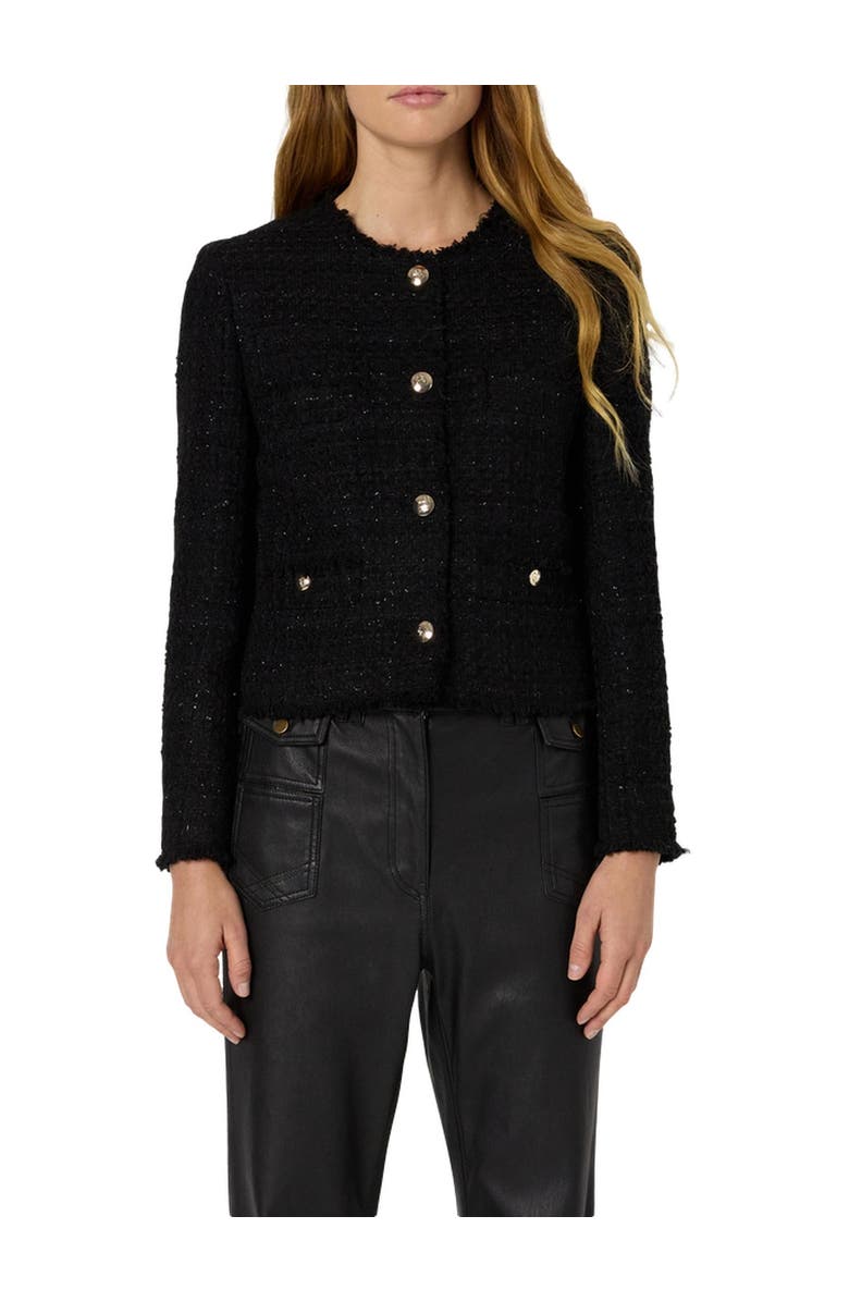 GERARD DAREL Nessa Cropped Tweed Jacket, Alternate, color, Black