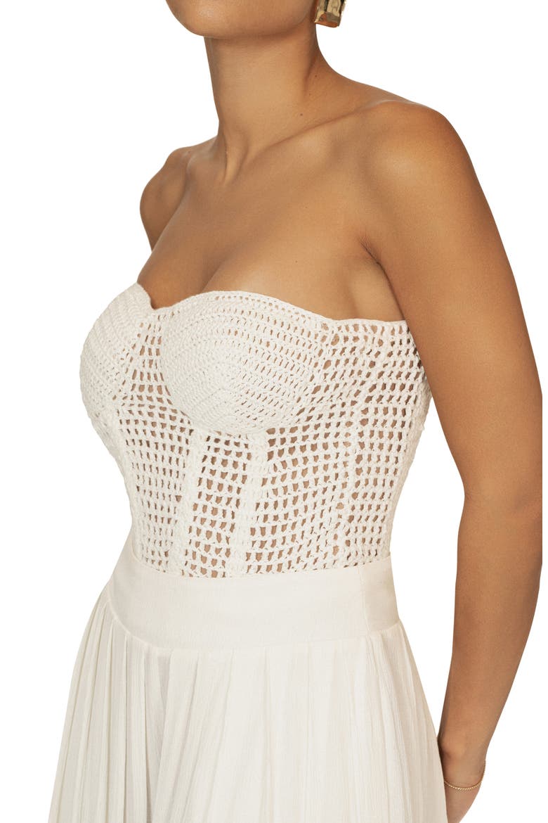 Want It All Open Stitch Strapless Bustier Top, Alternate, color, WHITE