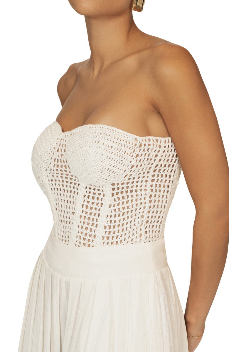 JLUXLABEL Want It All Open Stitch Strapless Bustier Top, Alternate, color, White