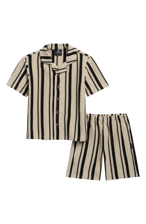 Kids' Cabana Stripe Button-Up Shirt & Shorts Set (Toddler & Little Kid)