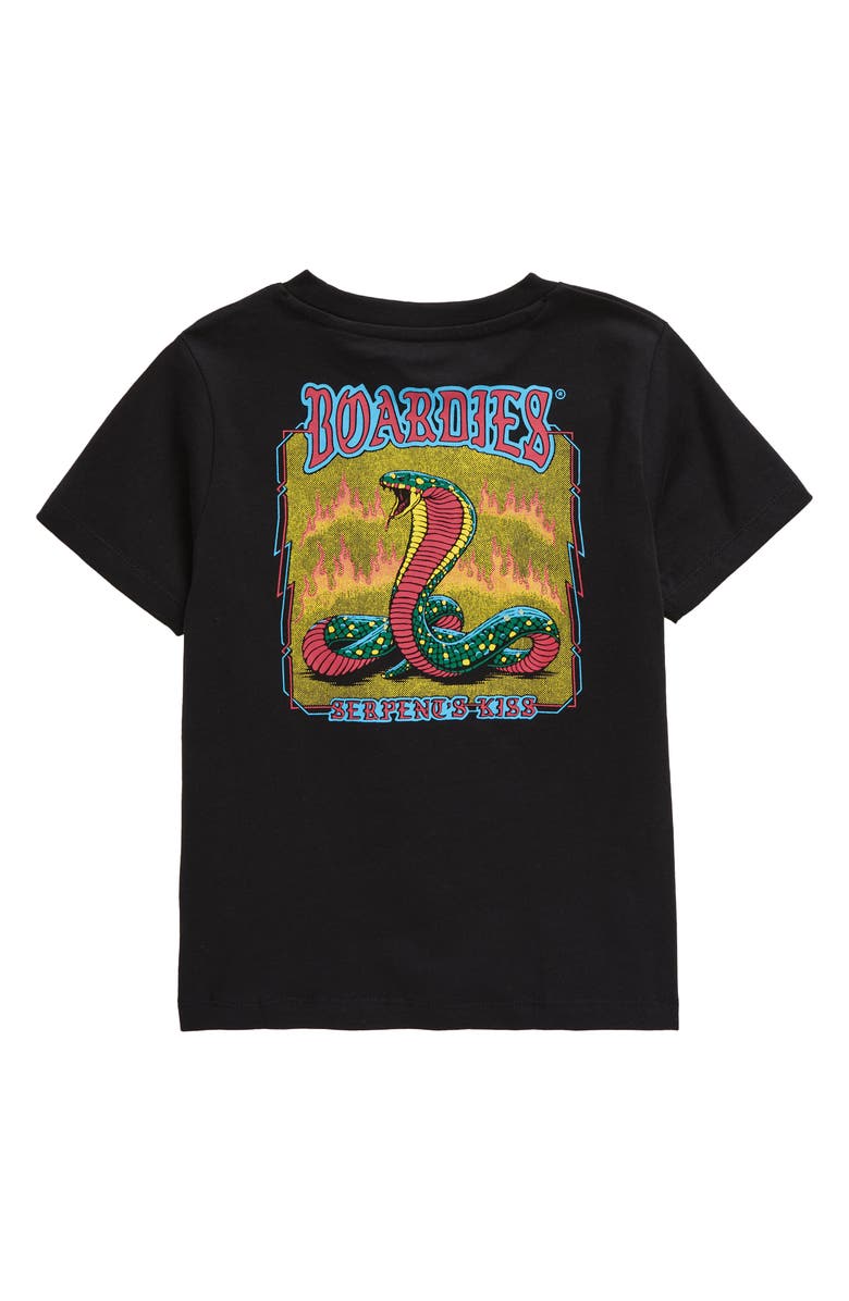 Boardies Kids' Serpent's Kiss Organic Cotton Graphic T-Shirt, Alternate, color, Black