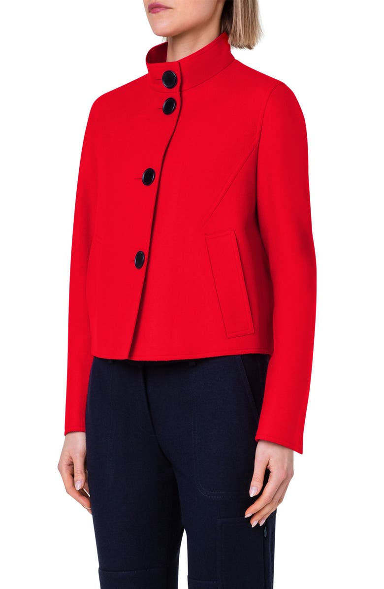 Akris punto Taglio Virgin Wool Blend Crop Jacket, Alternate, color,