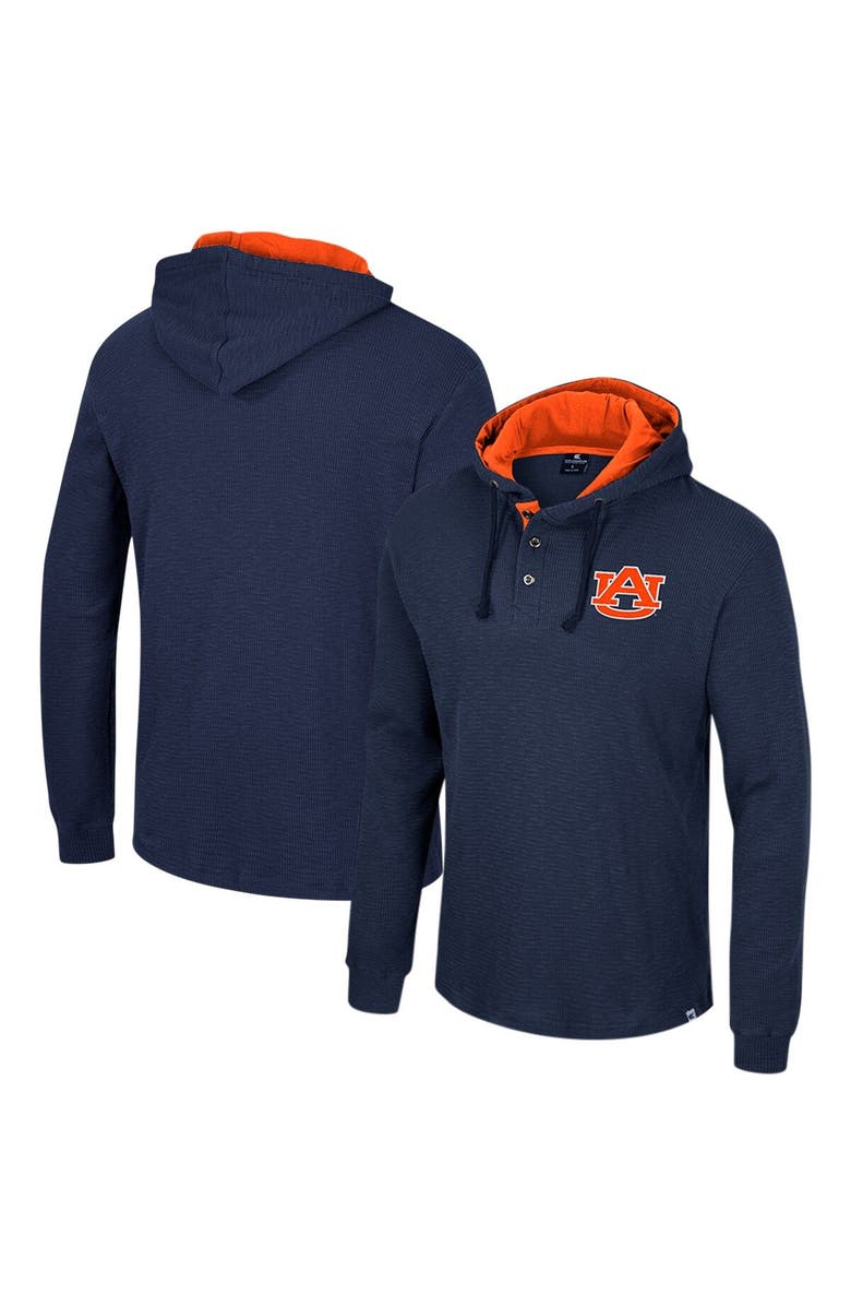 COLOSSEUM Men's Colosseum Navy Auburn Tigers Affirmative Thermal Hoodie Long Sleeve T-Shirt, Main, color, 