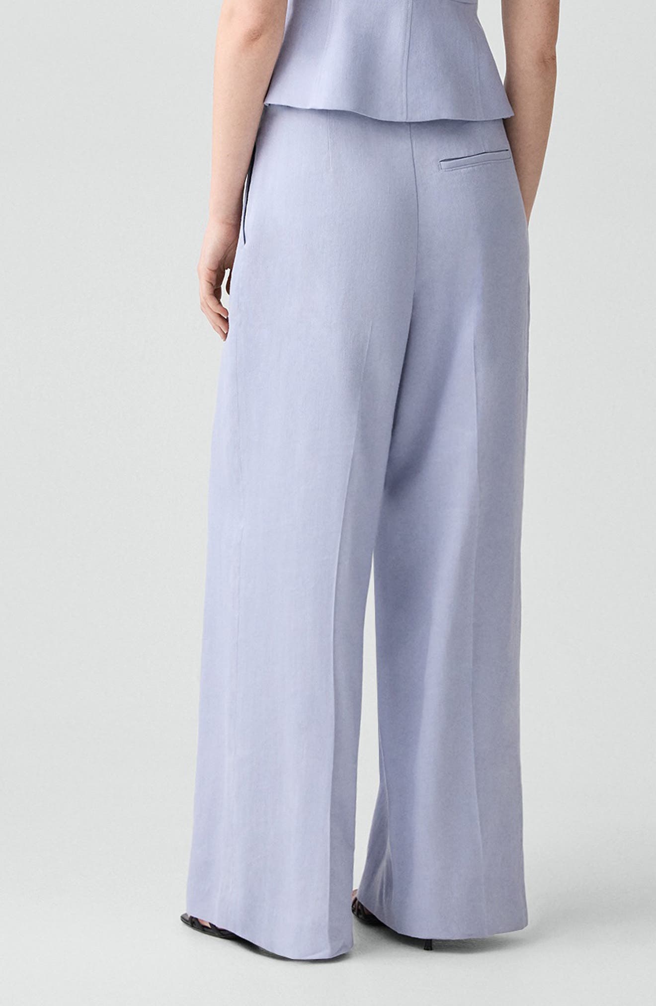 Pleated Linen Blend Wide Leg Pants - image 2