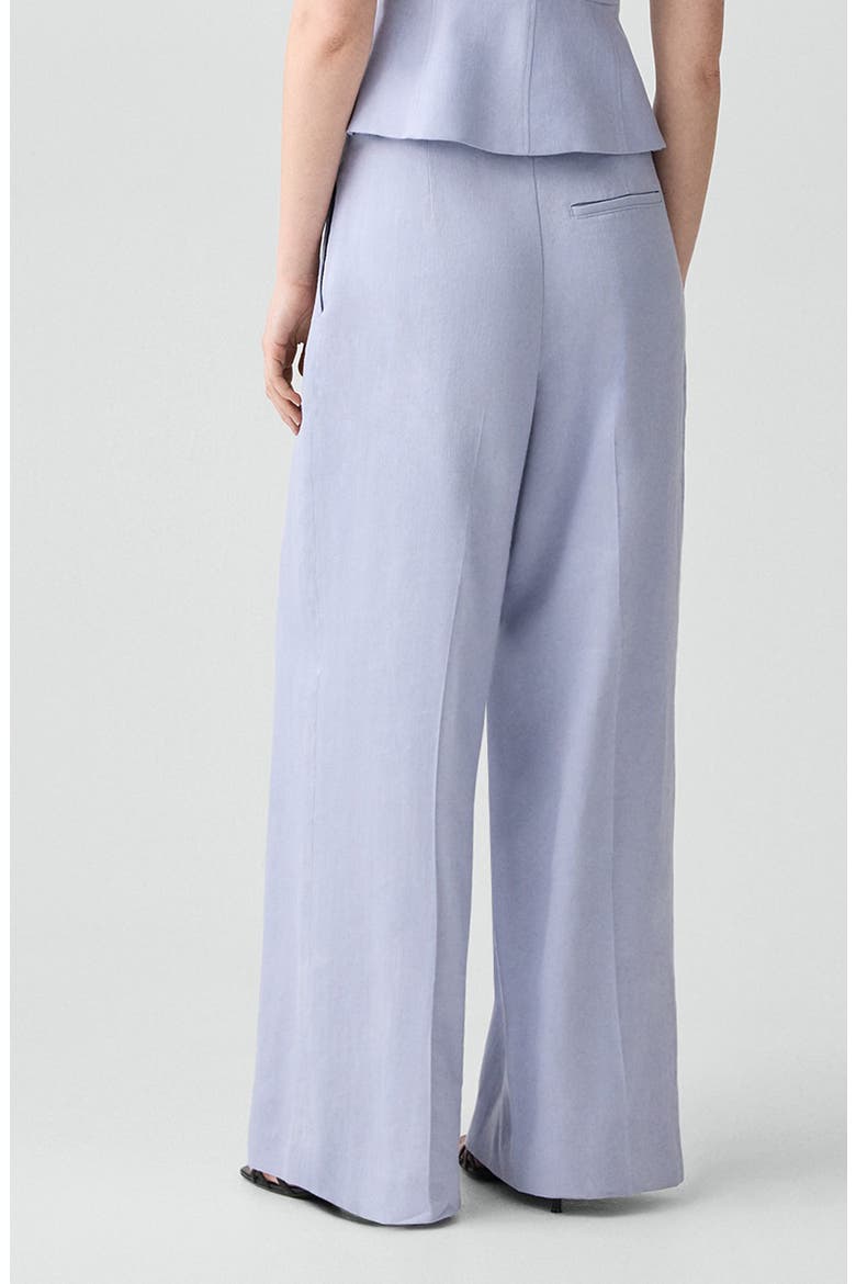 Pleated Linen Blend Wide Leg Pants, Alternate, color, CORNFLOWER