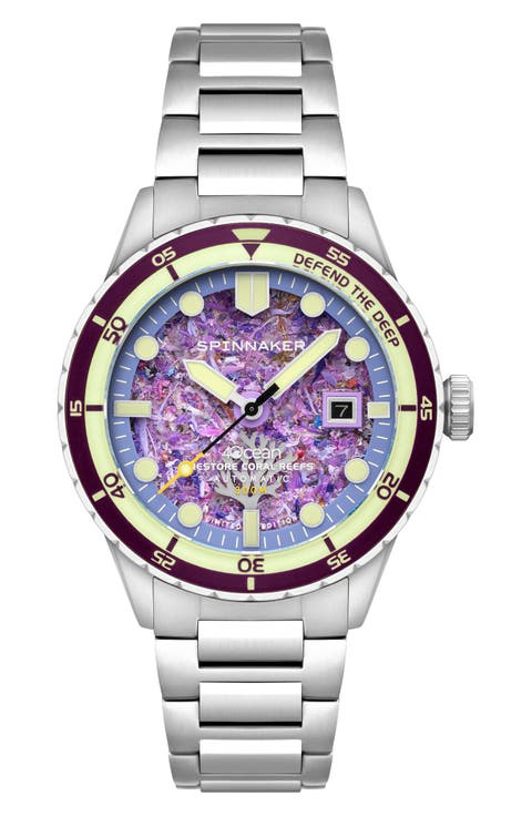 x 4ocean Hass Coral Reef Limited Edition Automatic Bracelet Watch, 43mm