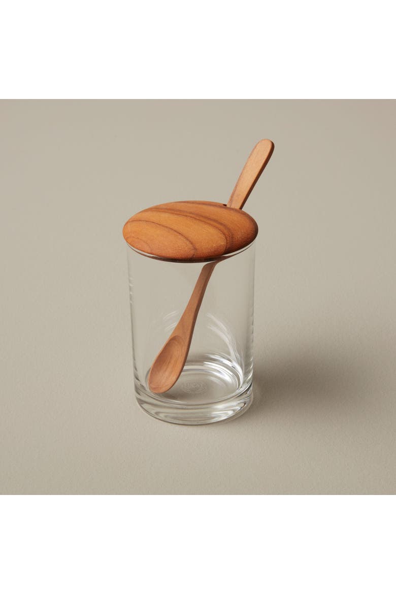 Glass Cellar with Teak Lid & Spoon, Alternate, color, Brown