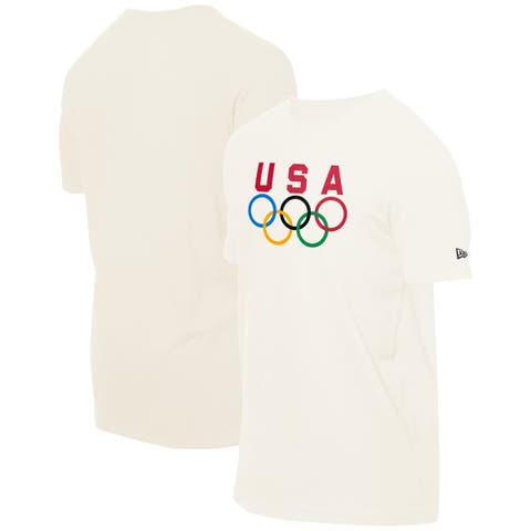 Men's New Era  Cream Team USA 5 Rings Chrome T-Shirt