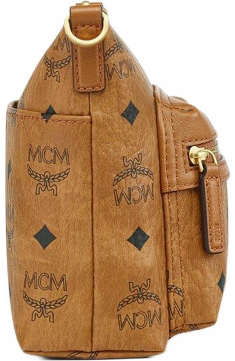 MCM Aren Crossbody in Visetos, Alternate, color, Cognac