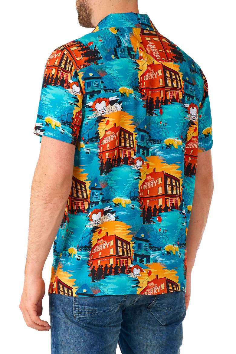 It Short Sleeve Button-Up Camp Shirt, Alternate, color, BLUE MULTI
