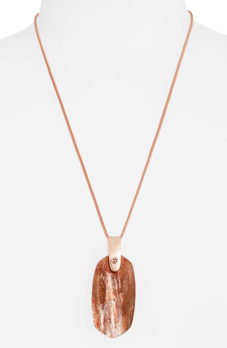 Kendra Scott Inez Pendant Necklace, Main, color, Sable Mica/ Rose Gold