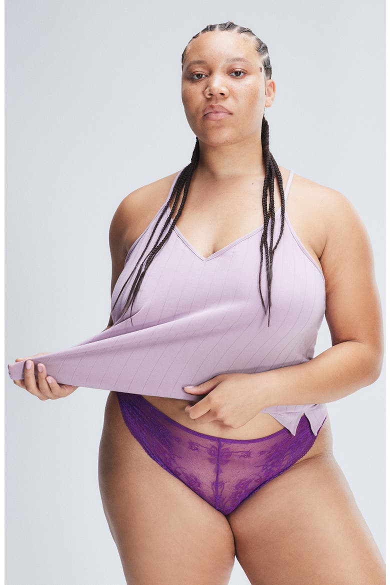 Top Drawer Lace Thong, Alternate, color, PURPLE GEM