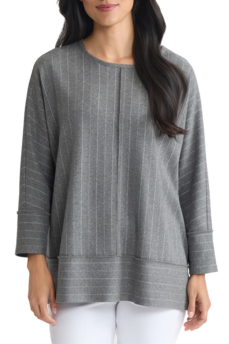 Dolman Sleeve Knit Top, Main, color, MED HEATHER GREY/ JONES WHITE