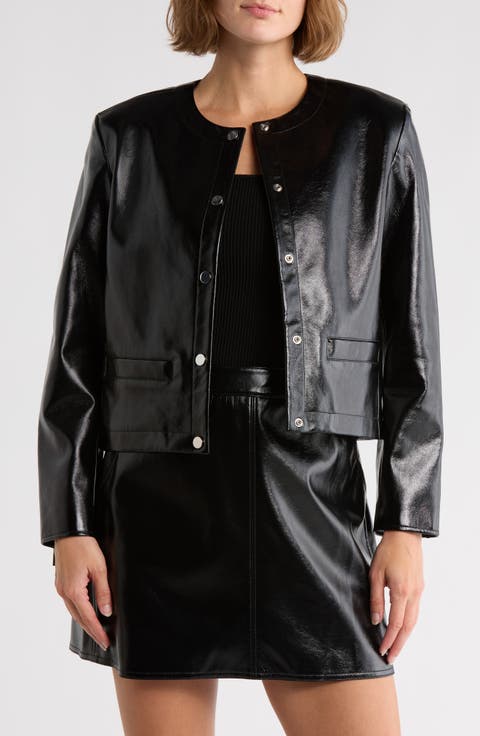 Crop Faux Leather Jacket
