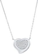 SIMONA Sterling Silver Pavé Cubic Zirconia Heart Pendant Necklace