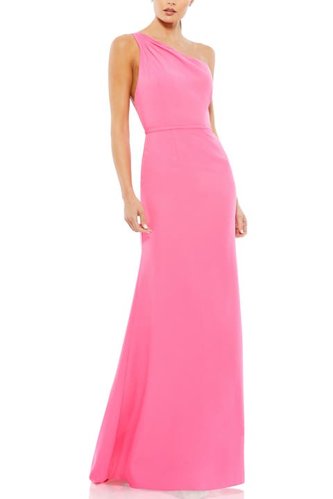 One Shoulder Jersey Mermaid Gown