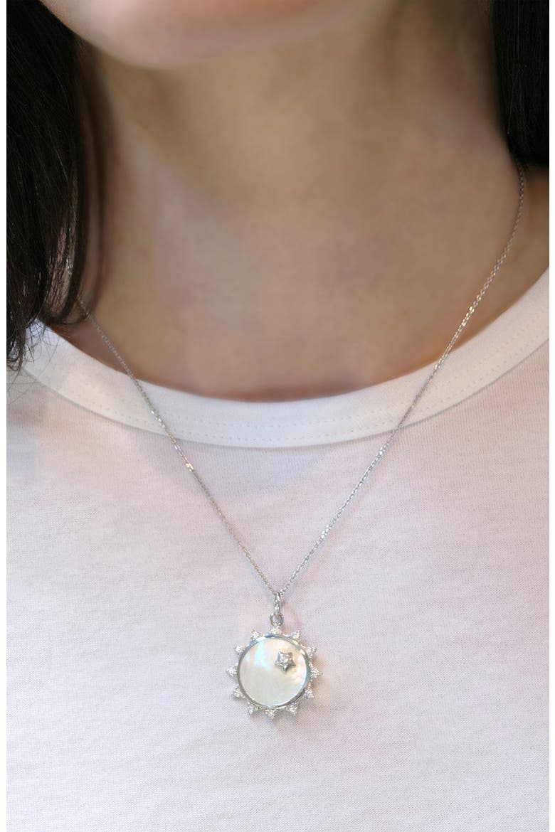 Mother-of-Pearl Sun Pendant Necklace, Alternate, color, SILVER