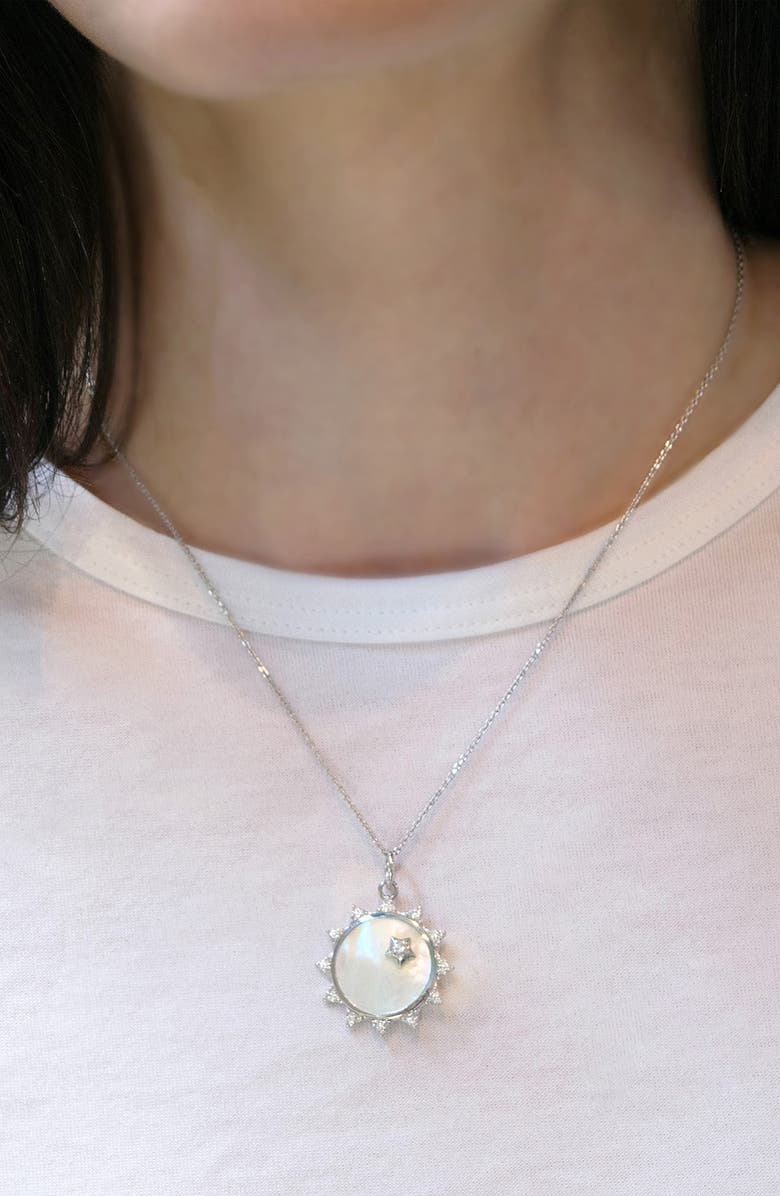 Monica Rich Kosann Mother-of-Pearl Sun Pendant Necklace, Alternate, color, Silver