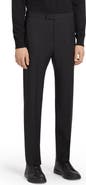 ZEGNA Men's Flat Front Wool & Mohair Tuxedo Trousers