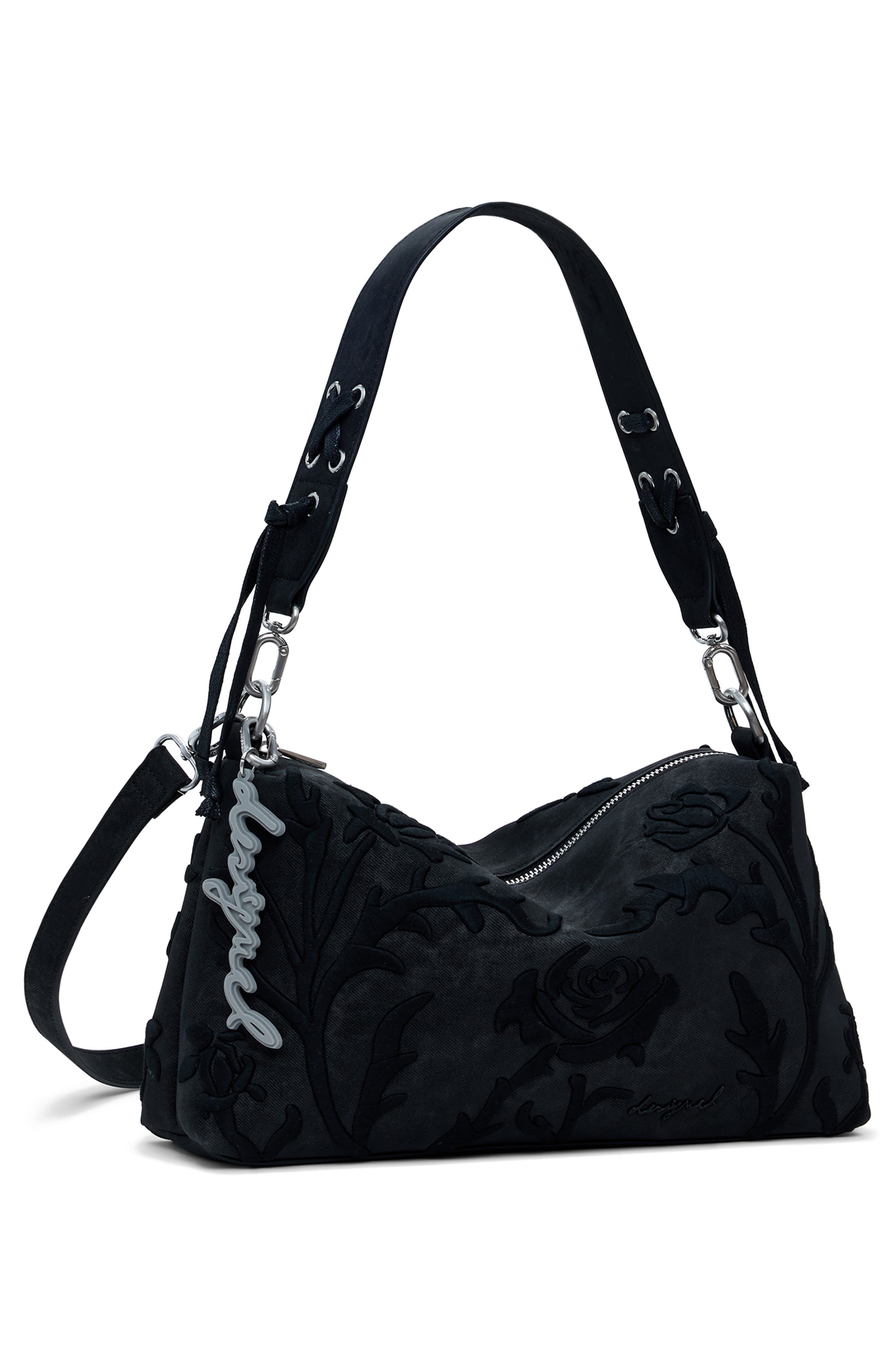 Desigual Faux Leather Shoulder Bag, Alternate, color, Black
