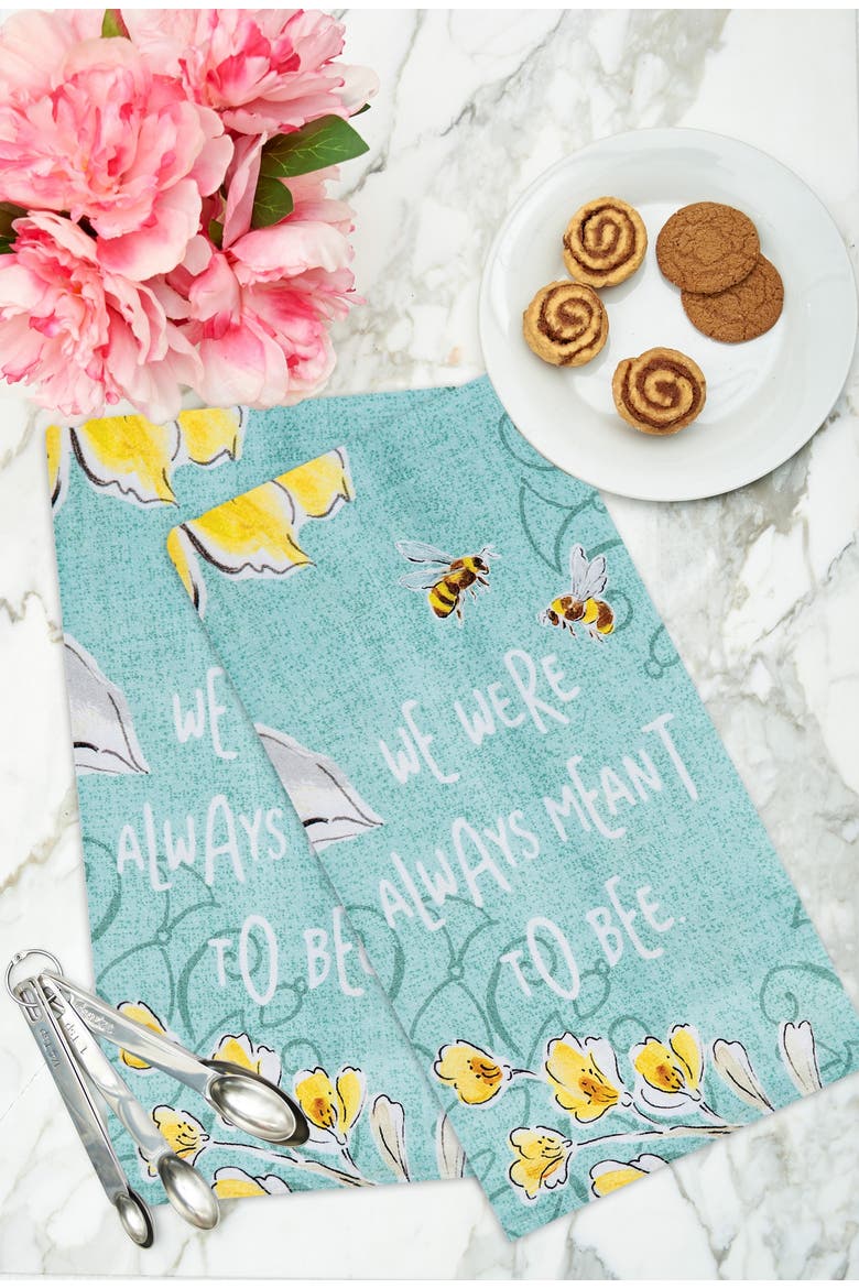 Always Meant To Be Printed Cotton Flour Sack Kitchen Towel, Alternate, color, White