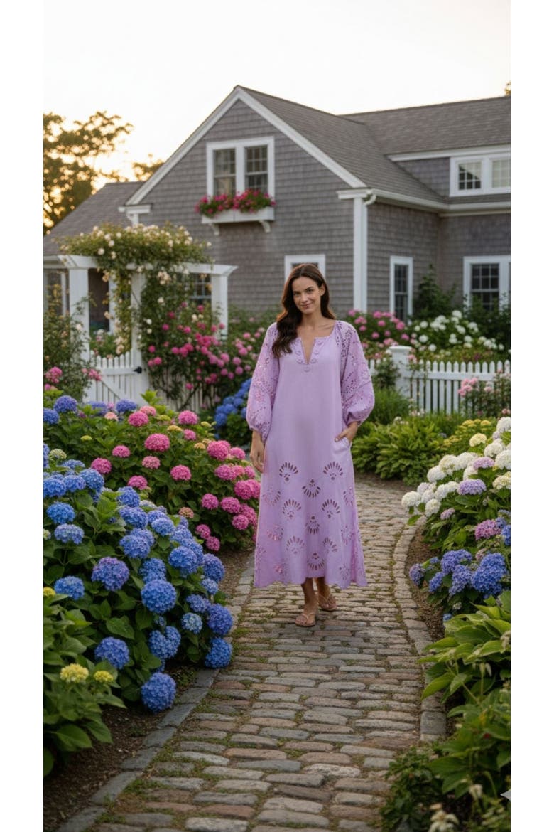 Donna Eyelet Maxi Dress, Alternate, color, Lavendar