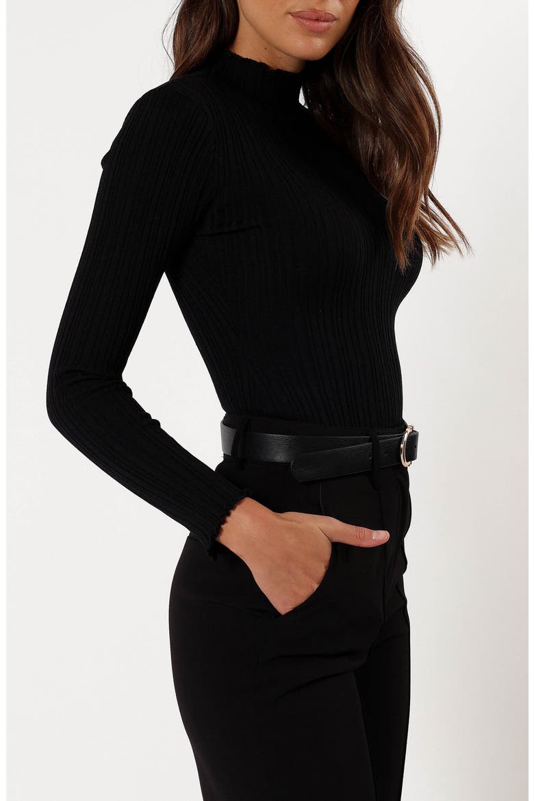 Ridley Rib Mock Neck Top, Alternate, color, BLACK