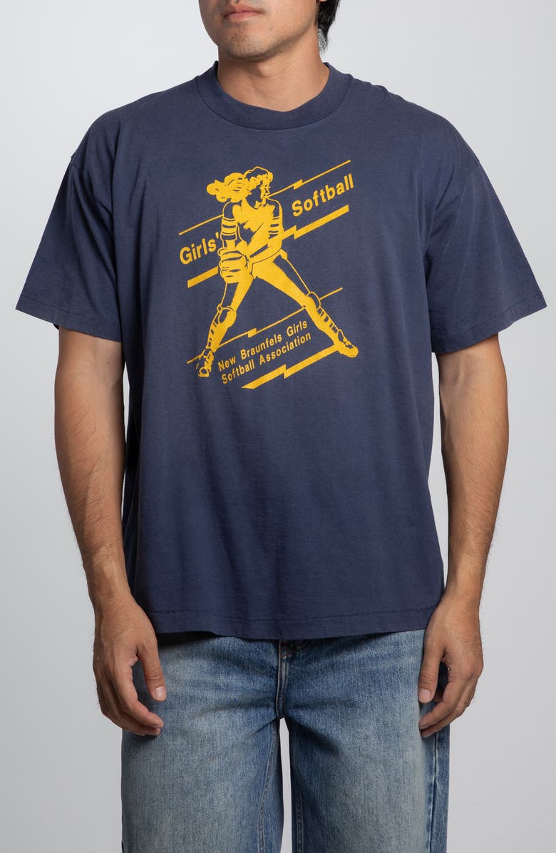 Elwood Vintage New Braunfels Girls Softball Tee, Main, color,