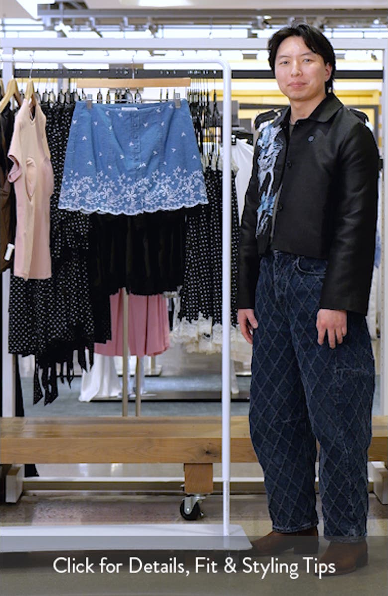 Embroidered Scallop Denim Miniskirt, sales video thumbnail