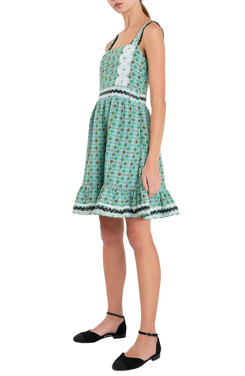 English Factory Square Neck Bouclé Minidress, Alternate, color, 