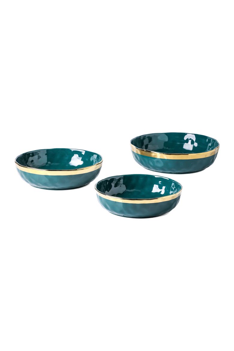 Florian Porcelain 3-Piece Serving Shallow Bowl Set, Main, color, Green
