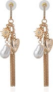 BCBG Generation Multi-Charm Tassel Hoop Earrings